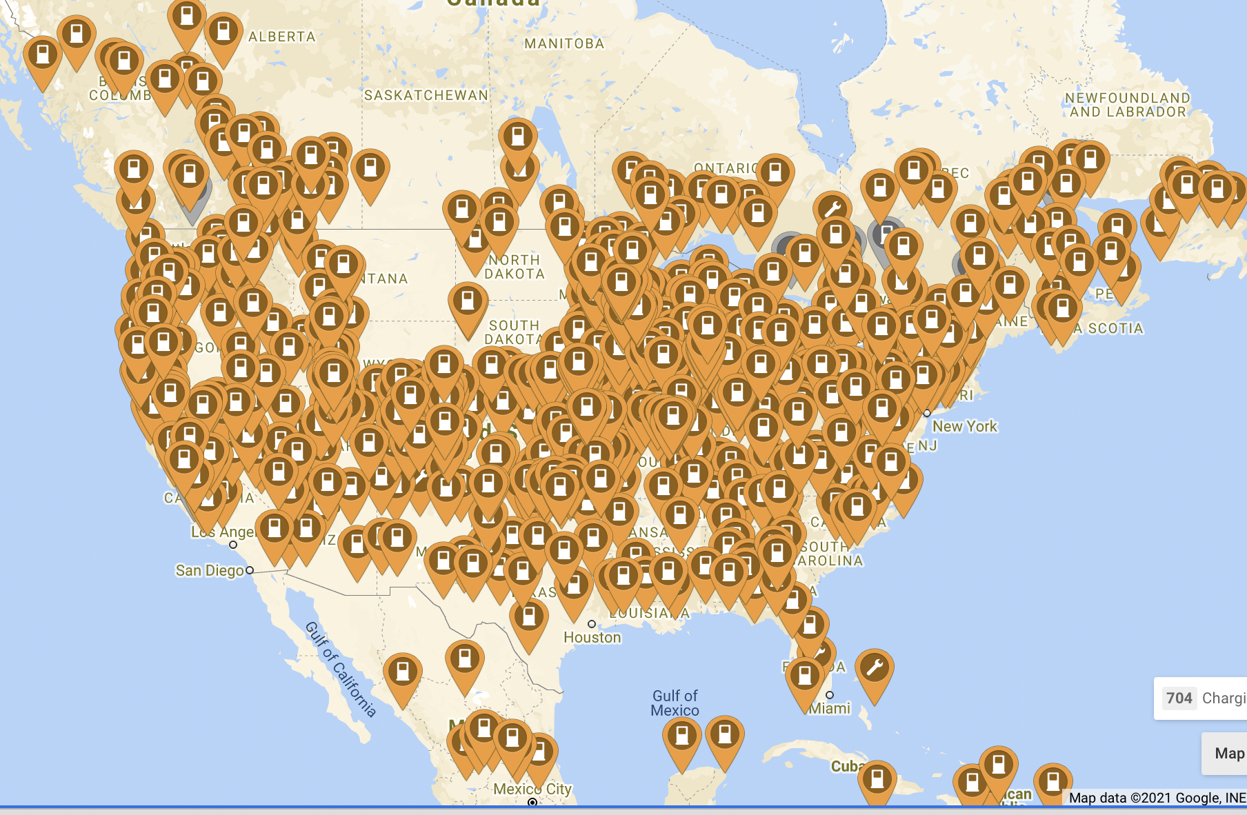How many EV charging locations are there? Let's Go Zero Carbon